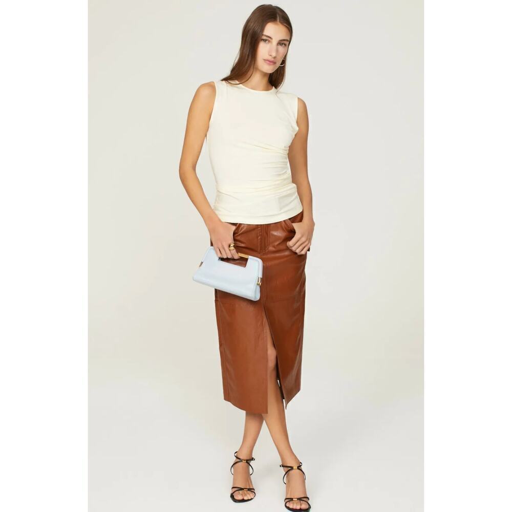 Marina Moscone Jersey Sleeveless Ruched Top SZ M